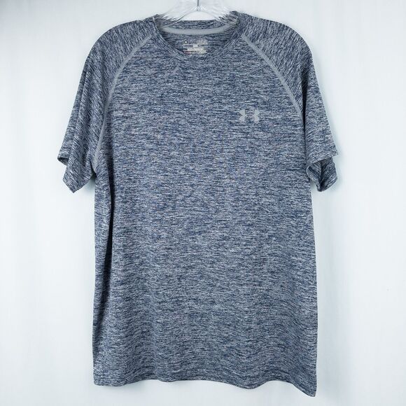 Under Armour HeatGear Tech Tee Mens Medium Loose Fit Short Sleeve Heathered Blue - Picture 1 of 10